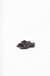 Vintage x Made in Brazil x Woven Brown Leather Wedge (7, 7.5W)