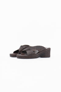 Vintage x Made in Brazil x Woven Brown Leather Wedge (7, 7.5W)