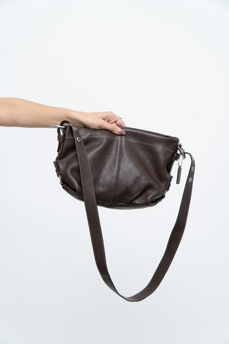 Vintage x COACH Brown Pebble Leather Crossbody Purse