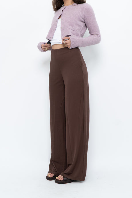 MNG x Deadstock Brown Linen-blend Wide-leg Pant (S)