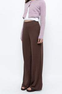 MNG x Deadstock Brown Linen-blend Wide-leg Pant (S)