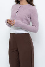 Load image into Gallery viewer, Vintage x Lilac Angora Blend Cropped Cardigan (XS, S)