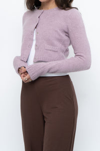 Vintage x Lilac Angora Blend Cropped Cardigan (XS, S)