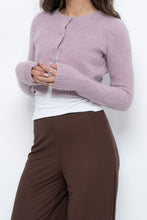 Load image into Gallery viewer, Vintage x Lilac Angora Blend Cropped Cardigan (XS, S)