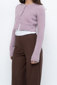Vintage x Lilac Angora Blend Cropped Cardigan (XS, S)