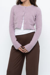 Vintage x Lilac Angora Blend Cropped Cardigan (XS, S)
