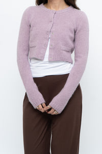 Vintage x Lilac Angora Blend Cropped Cardigan (XS, S)