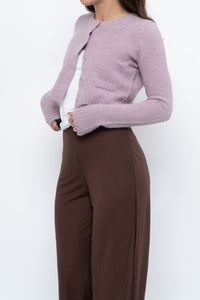 Vintage x Lilac Angora Blend Cropped Cardigan (XS, S)
