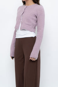 Vintage x Lilac Angora Blend Cropped Cardigan (XS, S)