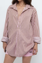 Load image into Gallery viewer, Vintage x Pink, Brown Striped Oversized Buttonup (S-L)