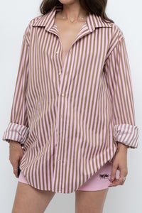 Vintage x Pink, Brown Striped Oversized Buttonup (S-L)