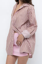 Load image into Gallery viewer, Vintage x Pink, Brown Striped Oversized Buttonup (S-L)