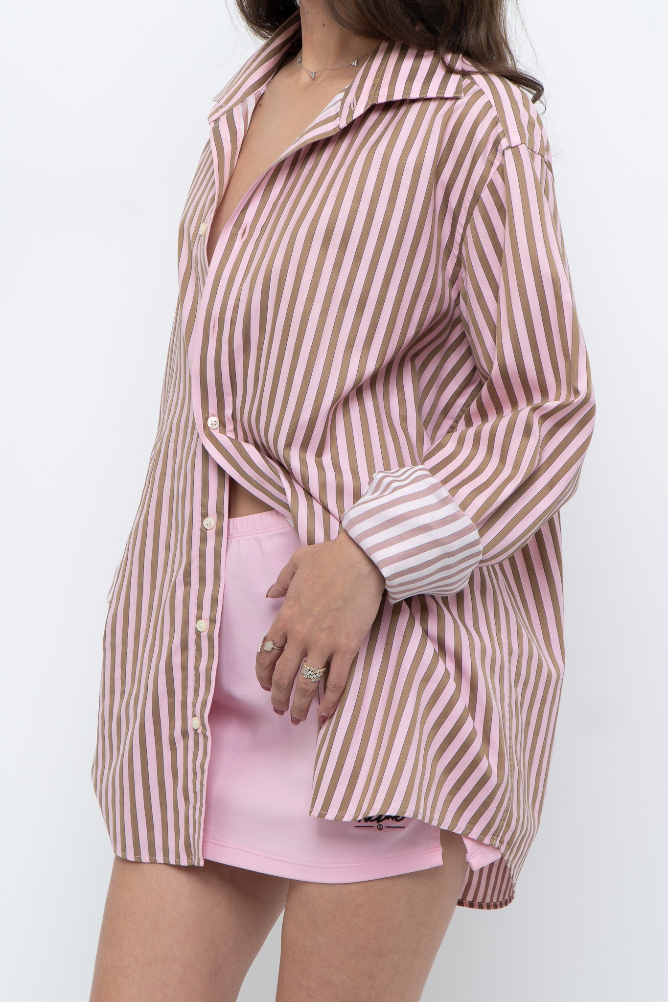 Vintage x Pink, Brown Striped Oversized Buttonup (S-L)