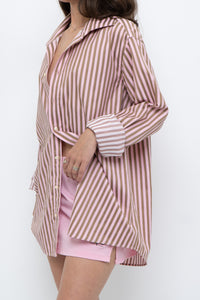 Vintage x Pink, Brown Striped Oversized Buttonup (S-L)