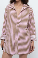 Load image into Gallery viewer, Vintage x Pink, Brown Striped Oversized Buttonup (S-L)