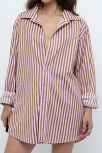 Vintage x Pink, Brown Striped Oversized Buttonup (S-L)