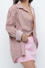 Load image into Gallery viewer, Vintage x Pink, Brown Striped Oversized Buttonup (S-L)