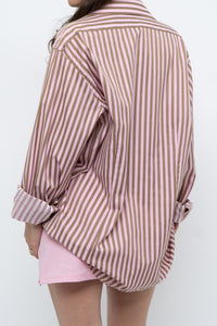 Vintage x Pink, Brown Striped Oversized Buttonup (S-L)