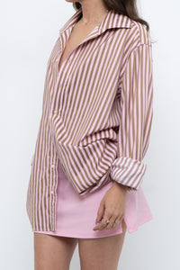 Vintage x Pink, Brown Striped Oversized Buttonup (S-L)