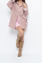 Load image into Gallery viewer, Vintage x Pink, Brown Striped Oversized Buttonup (S-L)