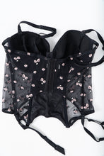 Load image into Gallery viewer, Vintage x Black 3d Floral Embroidered Mesh Corset (M, L, D, DD Cup)