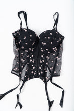 Load image into Gallery viewer, Vintage x Black 3d Floral Embroidered Mesh Corset (M, L, D, DD Cup)