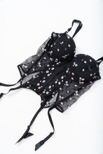 Load image into Gallery viewer, Vintage x Black 3d Floral Embroidered Mesh Corset (M, L, D, DD Cup)