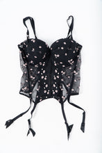 Load image into Gallery viewer, Vintage x Black 3d Floral Embroidered Mesh Corset (M, L, D, DD Cup)