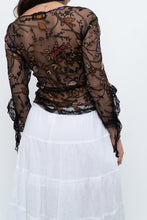 Load image into Gallery viewer, Vintage x Black Floral Mesh Sheer Back Top (M)