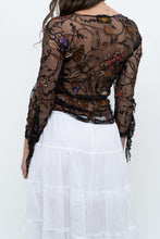 Load image into Gallery viewer, Vintage x Black Floral Mesh Sheer Back Top (M)
