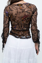 Load image into Gallery viewer, Vintage x Black Floral Mesh Sheer Back Top (M)