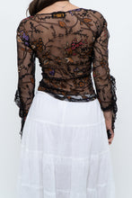Load image into Gallery viewer, Vintage x Black Floral Mesh Sheer Back Top (M)