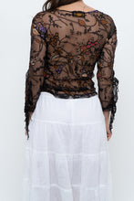 Load image into Gallery viewer, Vintage x Black Floral Mesh Sheer Back Top (M)