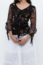 Load image into Gallery viewer, Vintage x Black Floral Mesh Sheer Back Top (M)