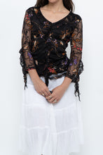 Load image into Gallery viewer, Vintage x Black Floral Mesh Sheer Back Top (M)