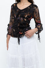 Load image into Gallery viewer, Vintage x Black Floral Mesh Sheer Back Top (M)