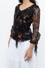 Load image into Gallery viewer, Vintage x Black Floral Mesh Sheer Back Top (M)