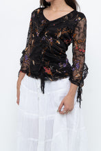Load image into Gallery viewer, Vintage x Black Floral Mesh Sheer Back Top (M)
