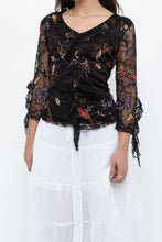 Load image into Gallery viewer, Vintage x Black Floral Mesh Sheer Back Top (M)