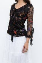 Load image into Gallery viewer, Vintage x Black Floral Mesh Sheer Back Top (M)