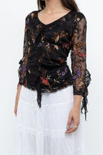 Load image into Gallery viewer, Vintage x Black Floral Mesh Sheer Back Top (M)