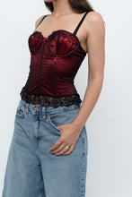 Load image into Gallery viewer, Vintage x Black, Red Embroidered Mesh Corest (S, B-C Cup)