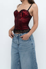 Load image into Gallery viewer, Vintage x Black, Red Embroidered Mesh Corest (S, B-C Cup)