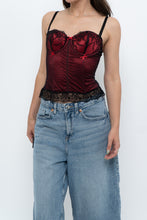 Load image into Gallery viewer, Vintage x Black, Red Embroidered Mesh Corest (S, B-C Cup)