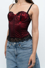Load image into Gallery viewer, Vintage x Black, Red Embroidered Mesh Corest (S, B-C Cup)
