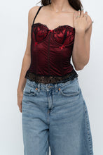 Load image into Gallery viewer, Vintage x Black, Red Embroidered Mesh Corest (S, B-C Cup)