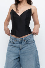 Load image into Gallery viewer, Modern x Black Pointed Strapless Corset (XS)