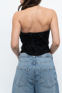 ZARA x Black Tweed Shimmer Cropped Top (XXS, XS)