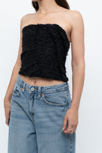 Load image into Gallery viewer, ZARA x Black Tweed Shimmer Cropped Top (XXS, XS)