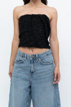 Load image into Gallery viewer, ZARA x Black Tweed Shimmer Cropped Top (XXS, XS)